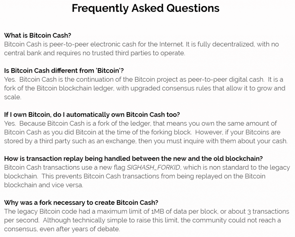 faq - what is bitcoin cash 1