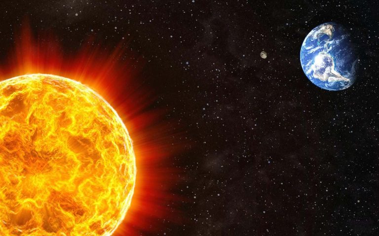sun, earth and moon